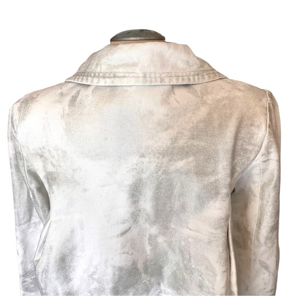 Kenar White Denim Swing Jacket with Silver Metallic Paint Brush Finish - Picture 13 of 16